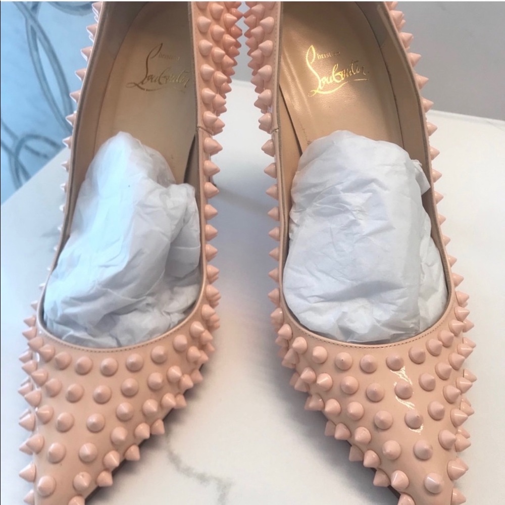 SOLD NEW! Nude Spiked Pigalle Red Bottom Pumps - Picture 6 of 7